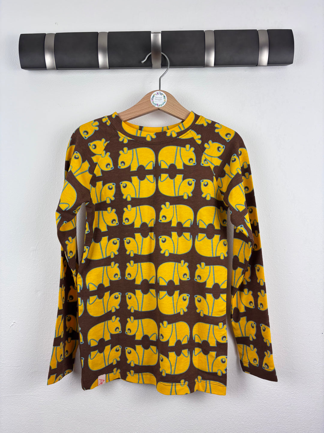 Alba Long Sleeve Yellow Elephant Top 128 (7-8 Years)-Tops-Second Snuggle Preloved
