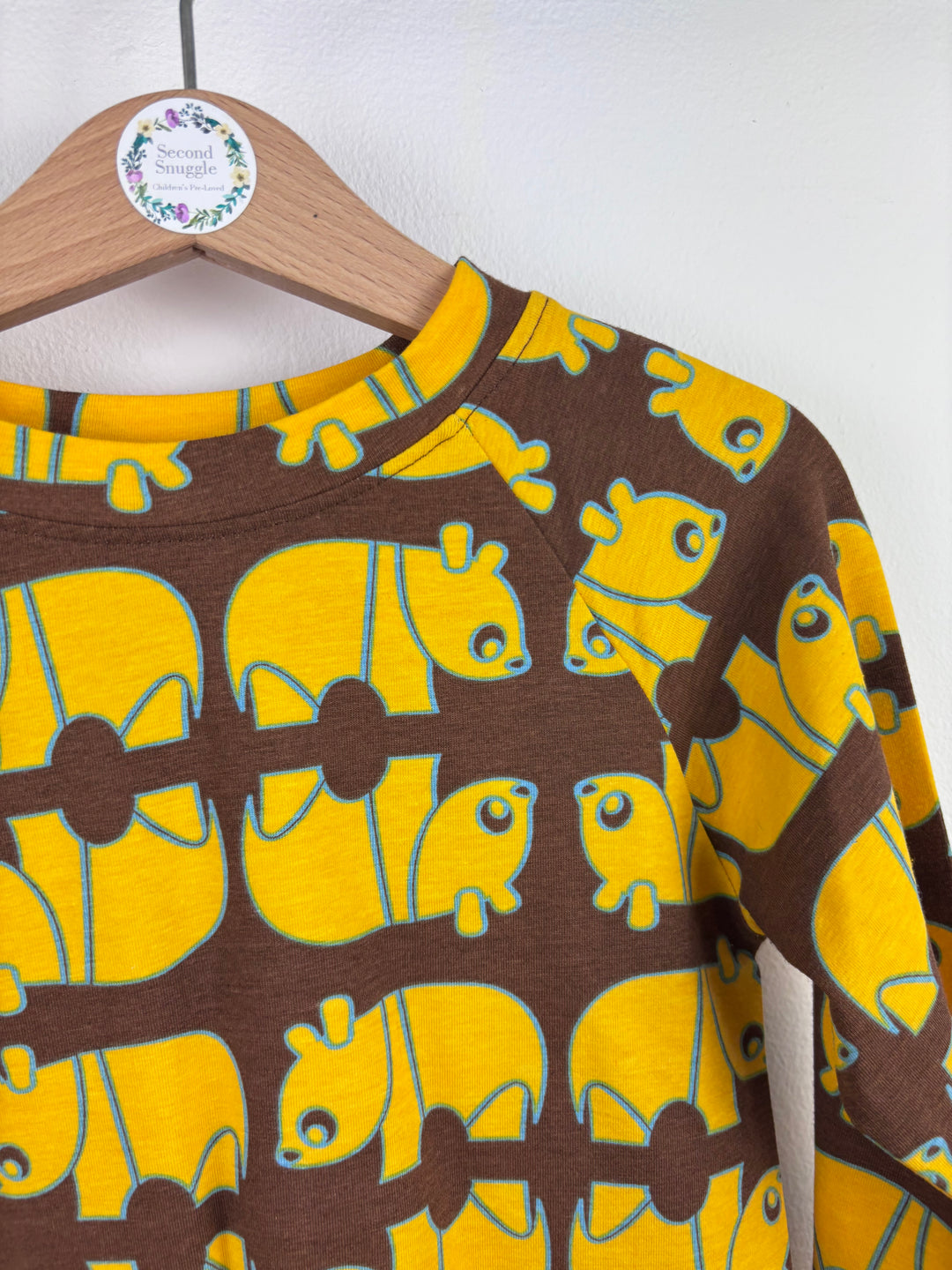 Alba Long Sleeve Yellow Elephant Top 128 (7-8 Years)-Tops-Second Snuggle Preloved