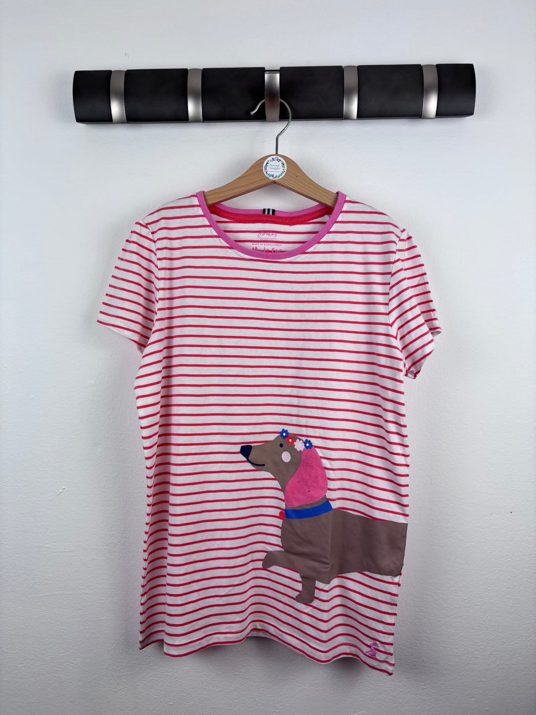 Joules Pink Stripe Dog T-Shirt 12 Years-Tops-Second Snuggle Preloved