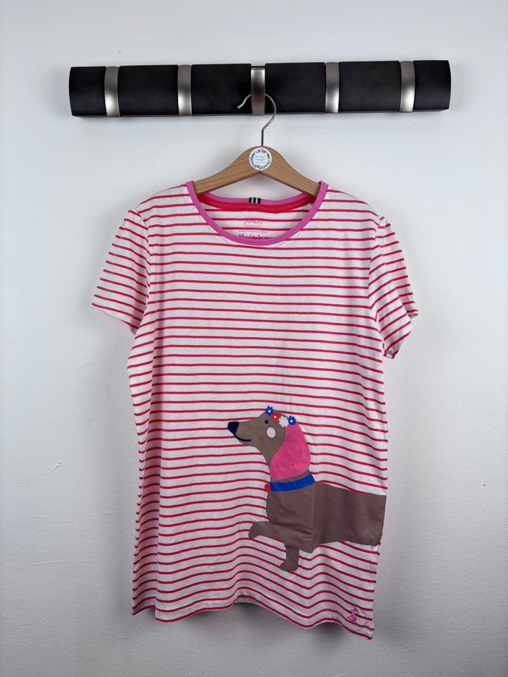 Joules Pink Stripe Dog T-Shirt 12 Years-Tops-Second Snuggle Preloved