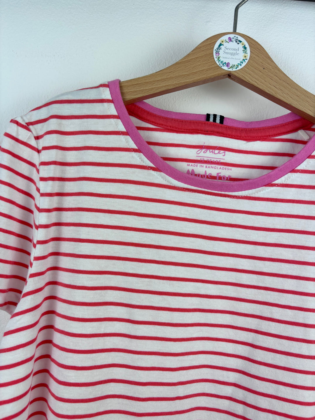Joules Pink Stripe Dog T-Shirt 12 Years-Tops-Second Snuggle Preloved