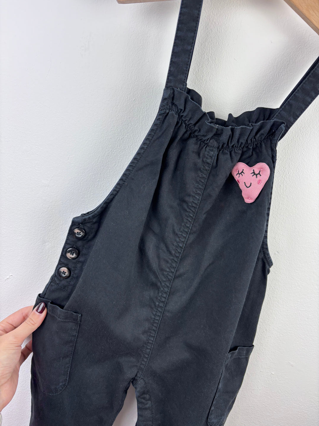 Next Black Dungarees with Heart Detail 18-24 Months-Dungarees-Second Snuggle Preloved
