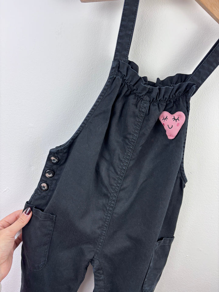 Next Black Dungarees with Heart Detail 18-24 Months-Dungarees-Second Snuggle Preloved
