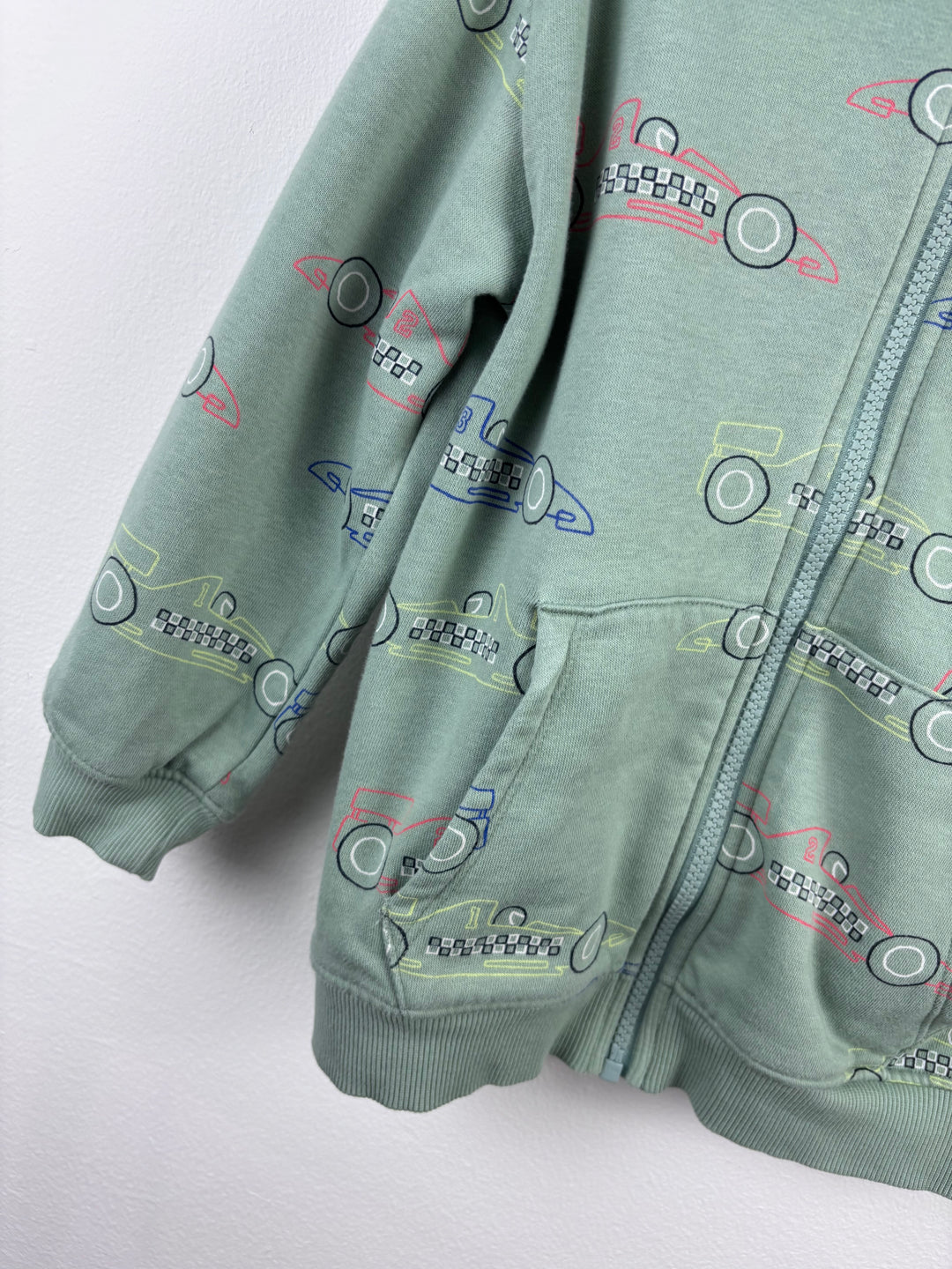 M&S Green Car Print Hoodie 6-7 Years