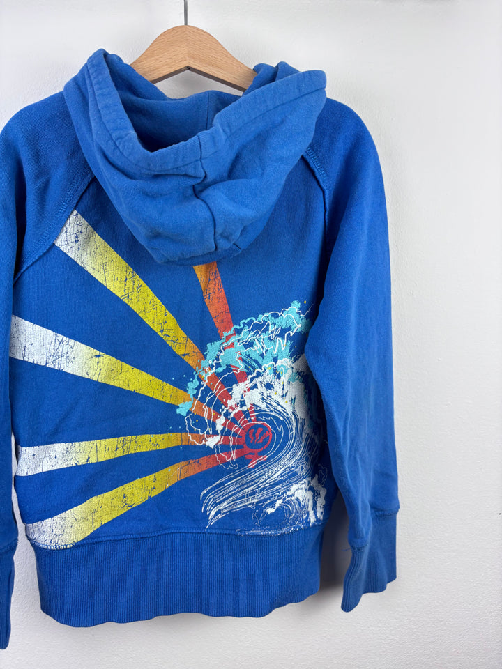 Fat Face Blue Zip Hoodie with Sunburst Print 8-9 Years-Hoodies-Second Snuggle Preloved