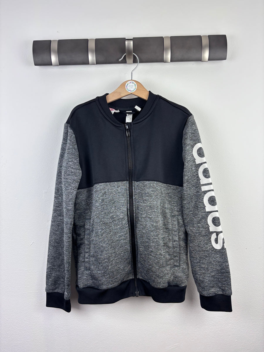 Adidas Grey and Black Zip Sweatshirt 7-8 Years-Jackets-Second Snuggle Preloved