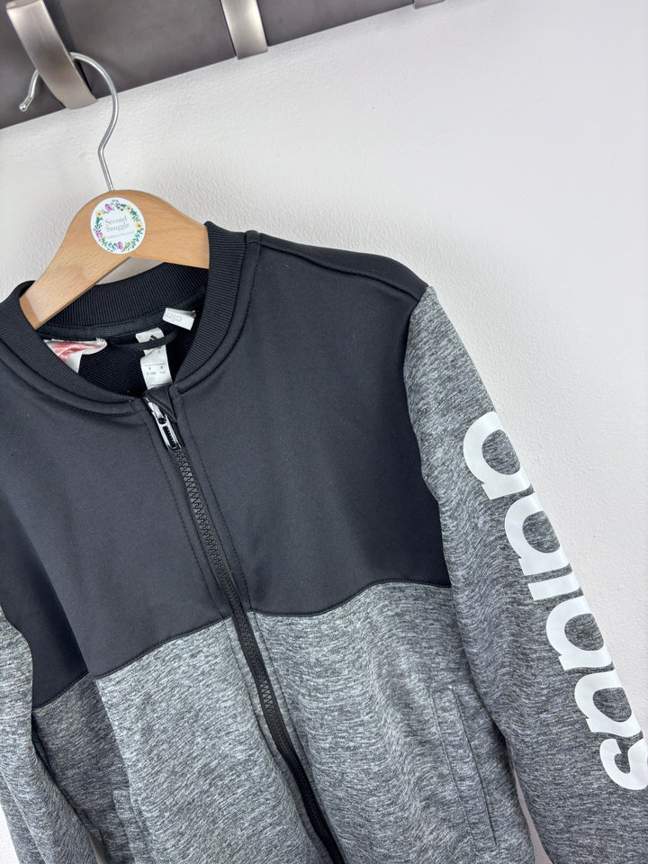 Adidas Grey and Black Zip Sweatshirt 7-8 Years-Jackets-Second Snuggle Preloved