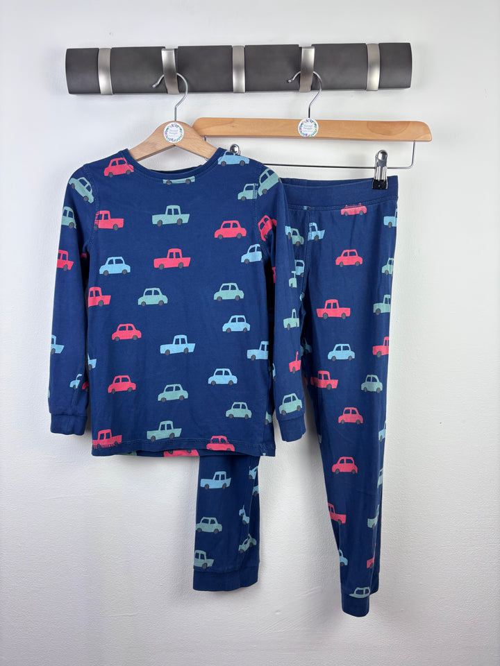 M&S Blue Car Print Pyjama Set 5-6 Years-Night Wear-Second Snuggle Preloved