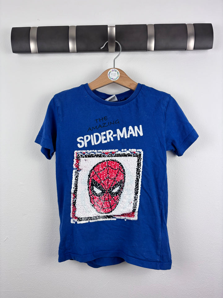 Next Blue Spider-Man Sequin T-Shirt 4 Years-Tops-Second Snuggle Preloved