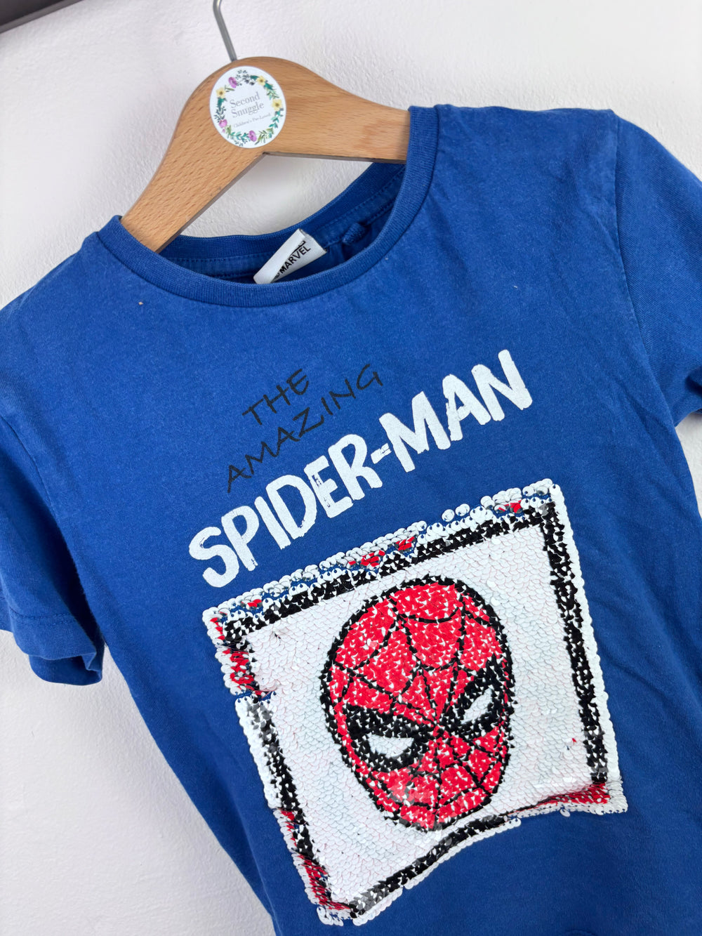 Next Blue Spider-Man Sequin T-Shirt 4 Years-Tops-Second Snuggle Preloved