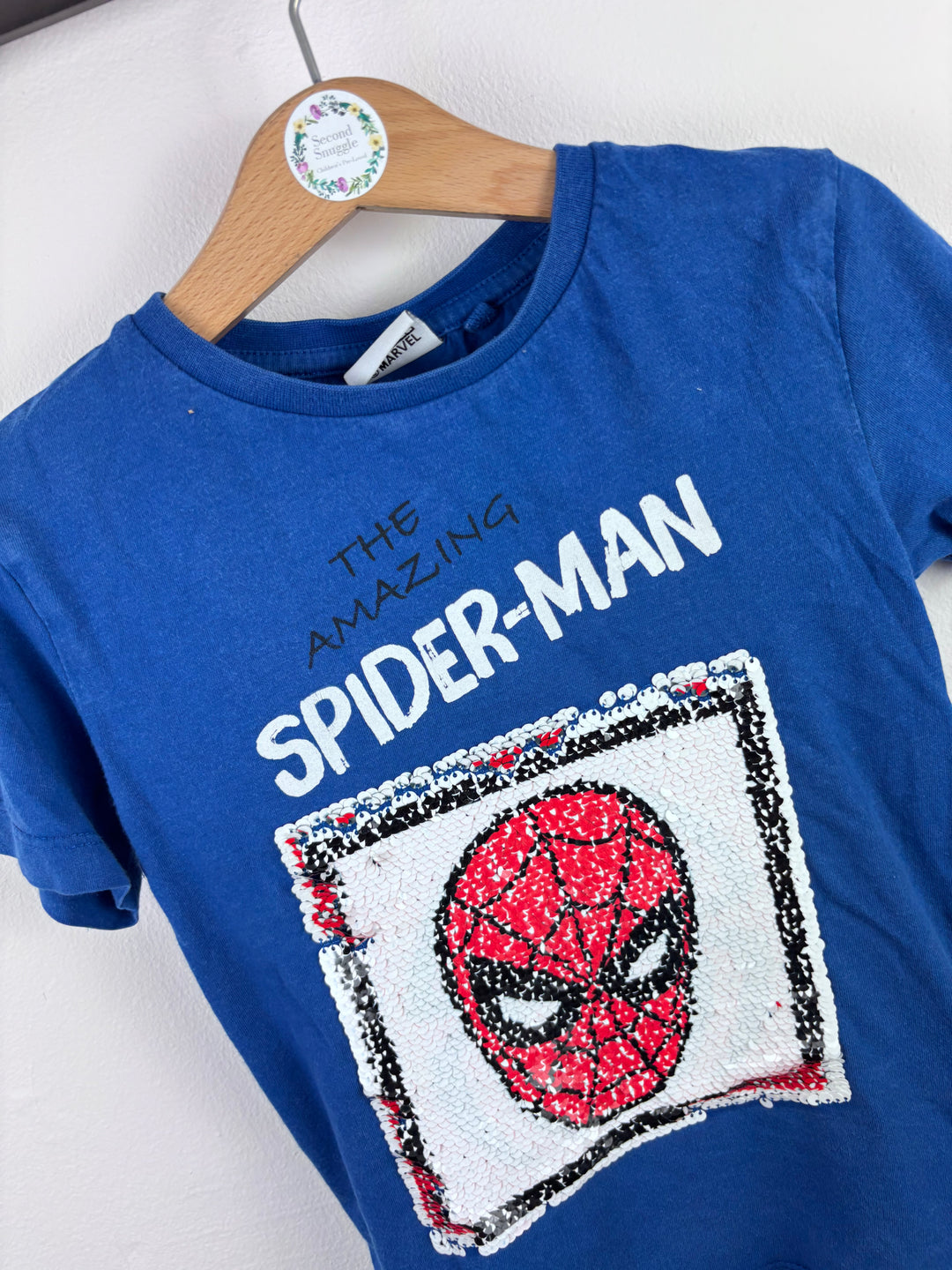 Next Blue Spider-Man Sequin T-Shirt 4 Years-Tops-Second Snuggle Preloved