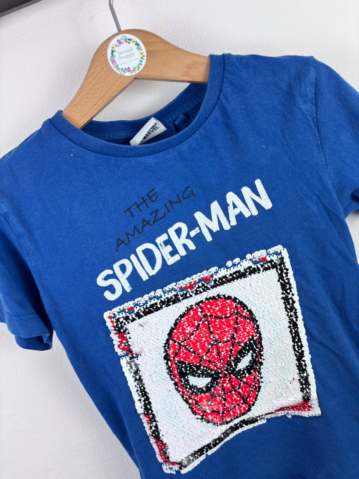 Next Blue Spider-Man Sequin T-Shirt 4 Years-Tops-Second Snuggle Preloved