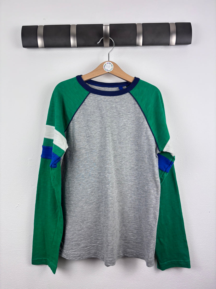 Boden Grey and Green Raglan Long Sleeve Top 9-10 Years-Tops-Second Snuggle Preloved