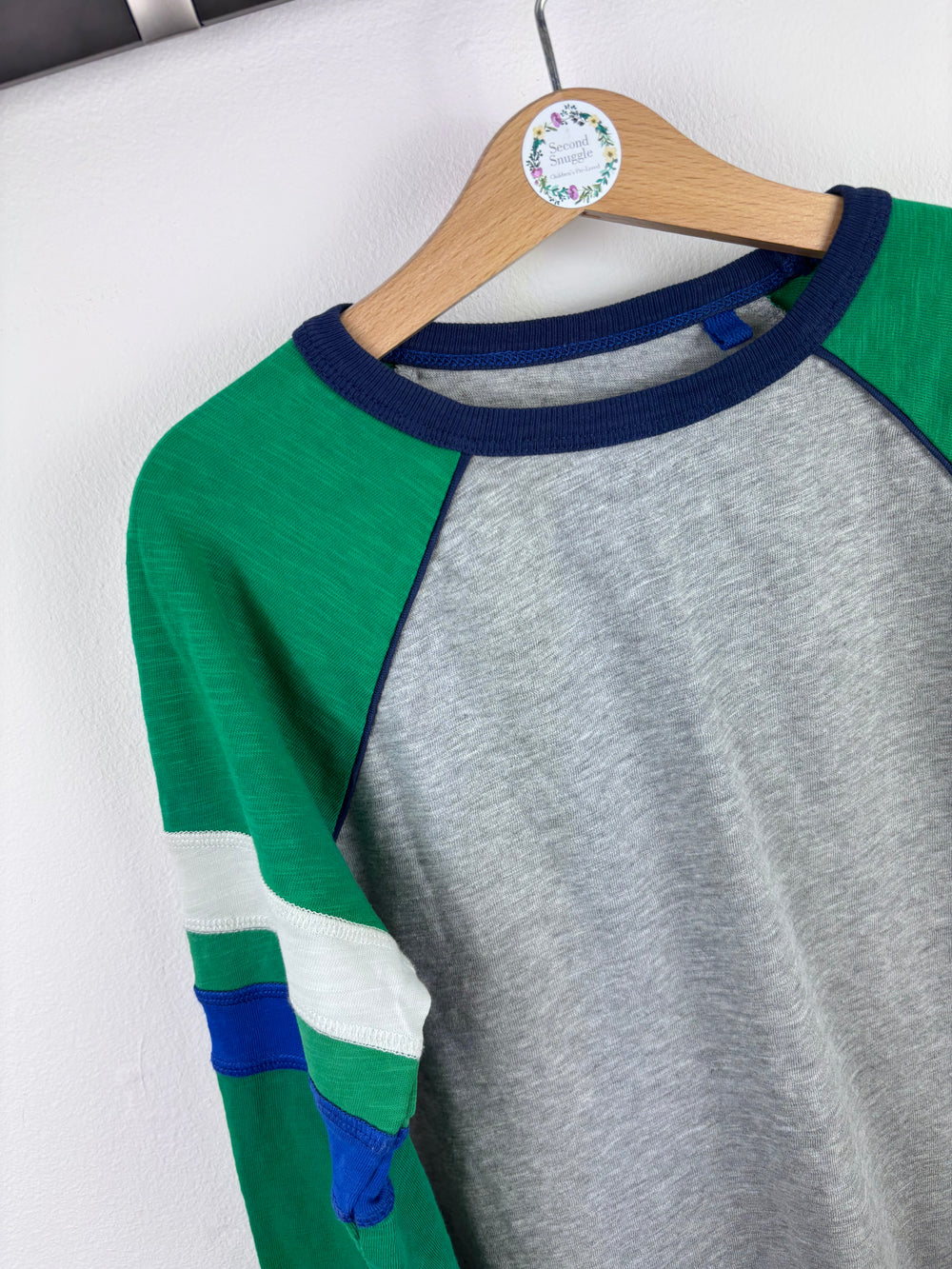 Boden Grey and Green Raglan Long Sleeve Top 9-10 Years-Tops-Second Snuggle Preloved
