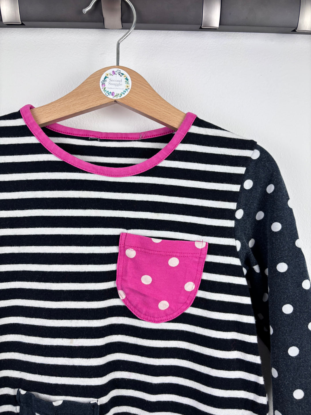 Lindex Stripe and Spot Owl Pocket Dress 3-4 Years-Dresses-Second Snuggle Preloved