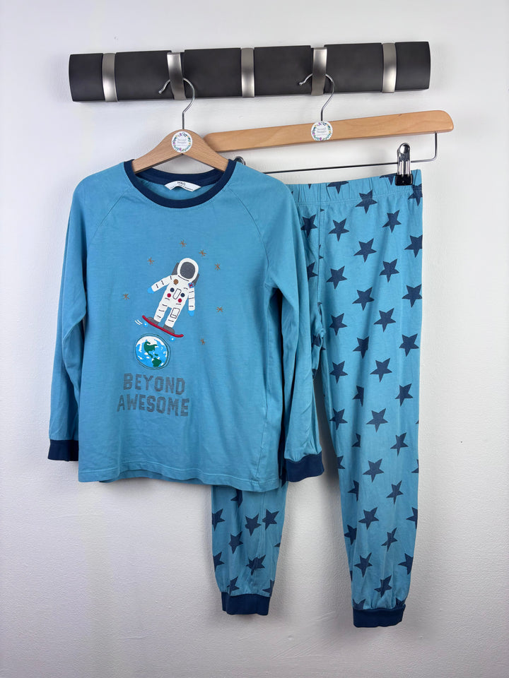 M&S Blue Beyond Awesome Pyjama Set 5-6 Years-Night Wear-Second Snuggle Preloved