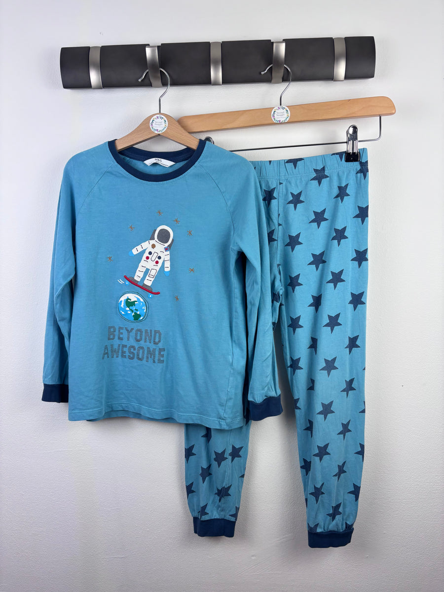 M&S Blue Beyond Awesome Pyjama Set 5-6 Years-Night Wear-Second Snuggle Preloved