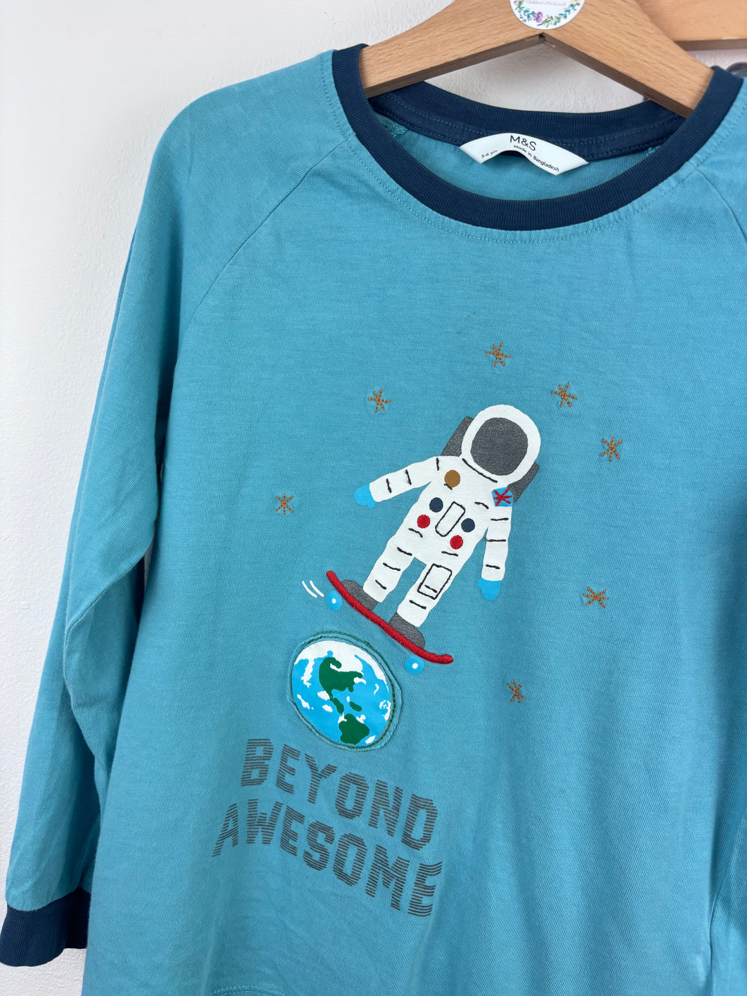 M&S Blue Beyond Awesome Pyjama Set 5-6 Years-Night Wear-Second Snuggle Preloved