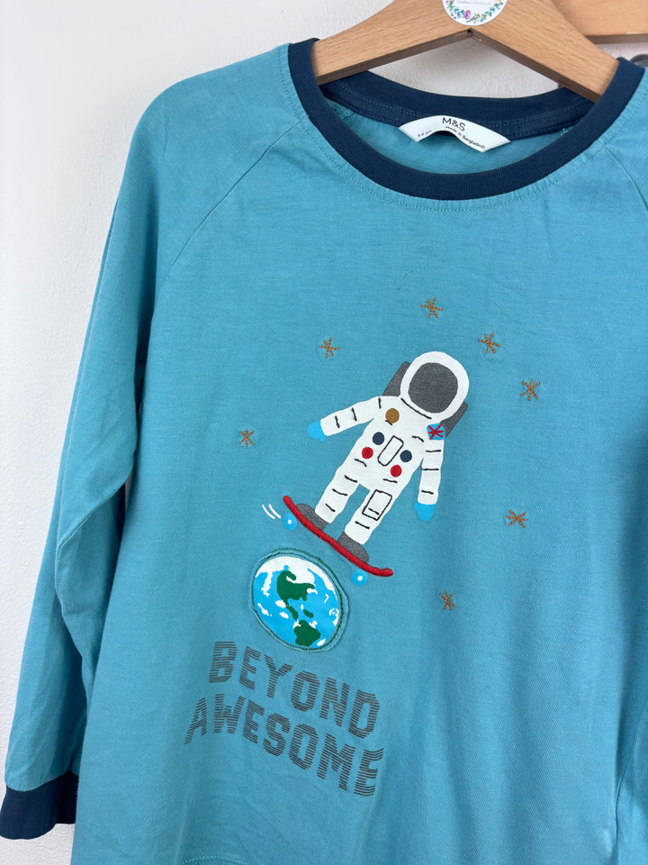M&S Blue Beyond Awesome Pyjama Set 5-6 Years-Night Wear-Second Snuggle Preloved