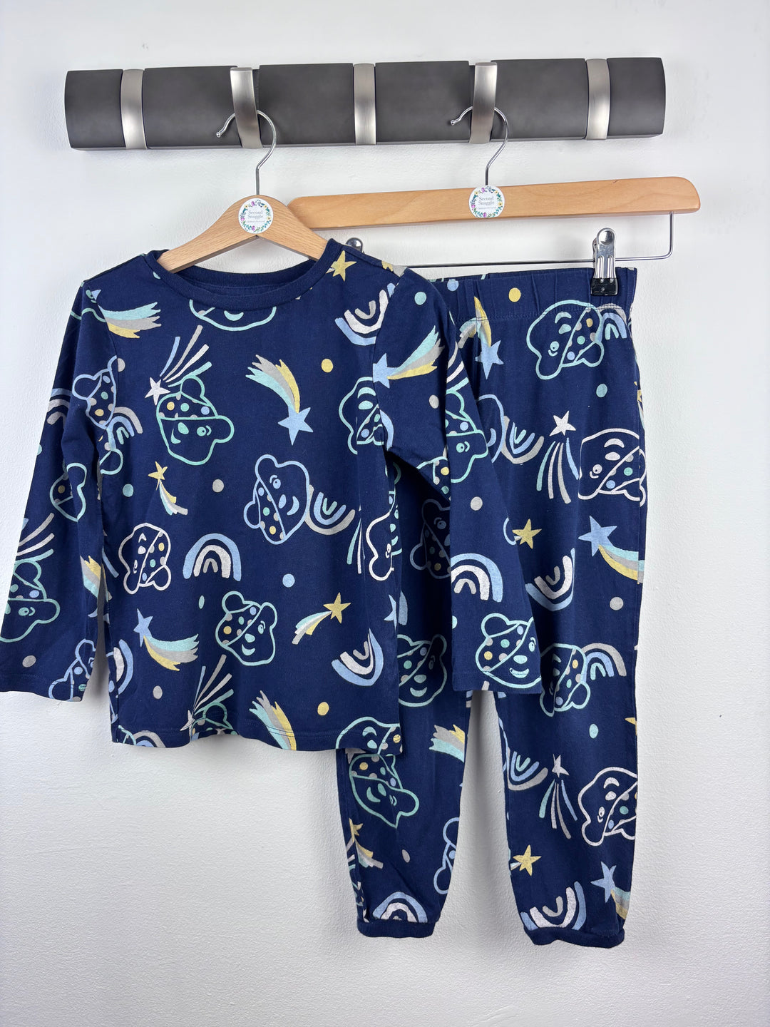George Navy Shooting Star Pyjama Set 5-6 Years-Night Wear-Second Snuggle Preloved