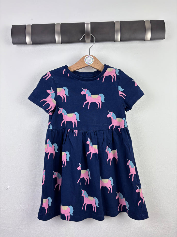 M&S Navy Unicorn Print Dress 2-3 Years-Dresses-Second Snuggle Preloved