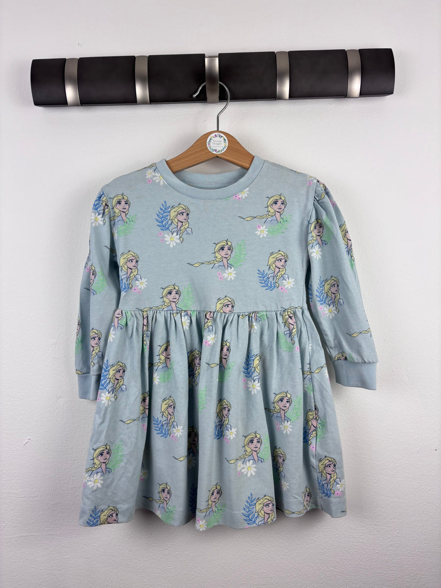 M&S Blue Frozen Elsa Print Dress 2-3 Years-Dresses-Second Snuggle Preloved