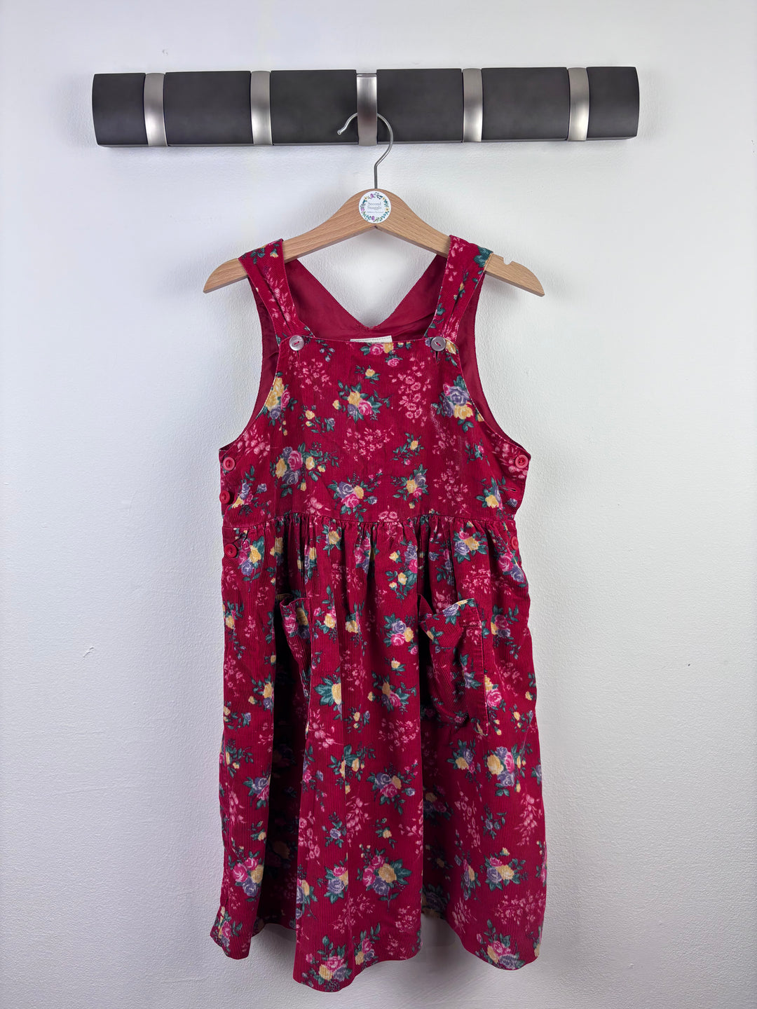 Laura Ashley Red Floral Pinafore Dress 4 Years-Dresses-Second Snuggle Preloved