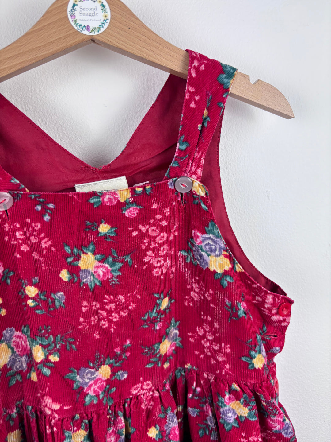 Laura Ashley Red Floral Pinafore Dress 4 Years-Dresses-Second Snuggle Preloved
