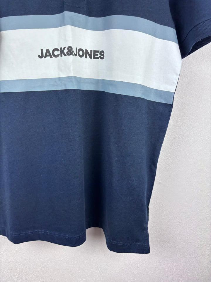 Jack & Jones Navy Stripe Polo Shirt 10 Years-Tops-Second Snuggle Preloved