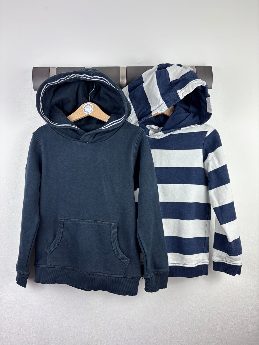 M&S Navy and Stripe Hoodie Set 6-7 Years-Hoodies-Second Snuggle Preloved