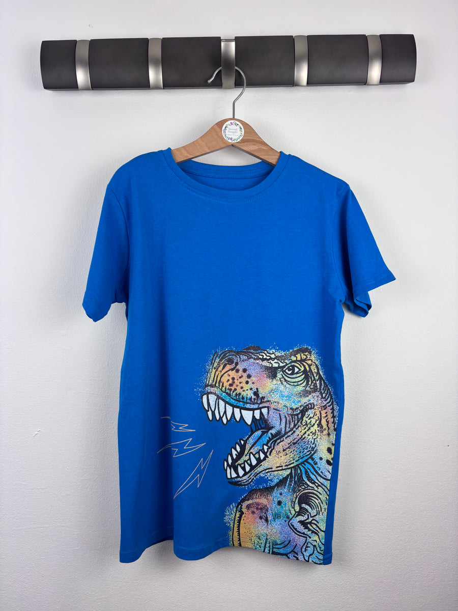 Dunnes Blue Dinosaur T-Shirt 8-9 Years-Tops-Second Snuggle Preloved