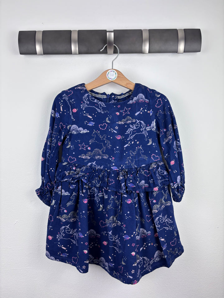 M&S Navy Unicorn Dress 2-3 Years-Dresses-Second Snuggle Preloved