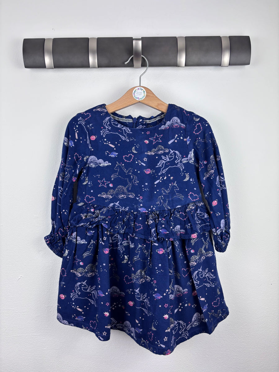 M&S Navy Unicorn Dress 2-3 Years-Dresses-Second Snuggle Preloved