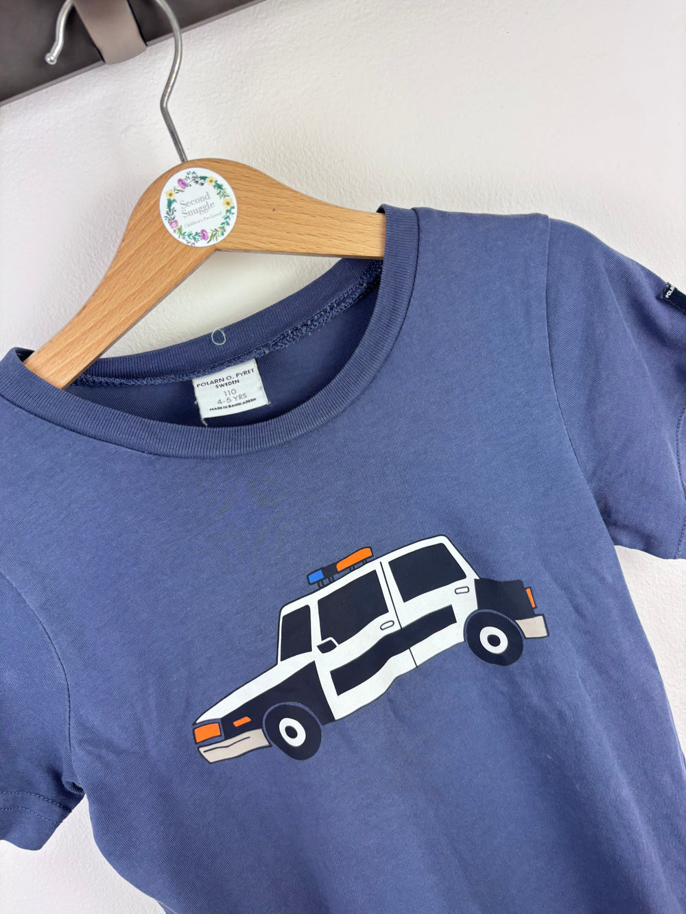 Polarn O. Pyret Blue Police Car T-Shirt 4-5 Years-Tops-Second Snuggle Preloved