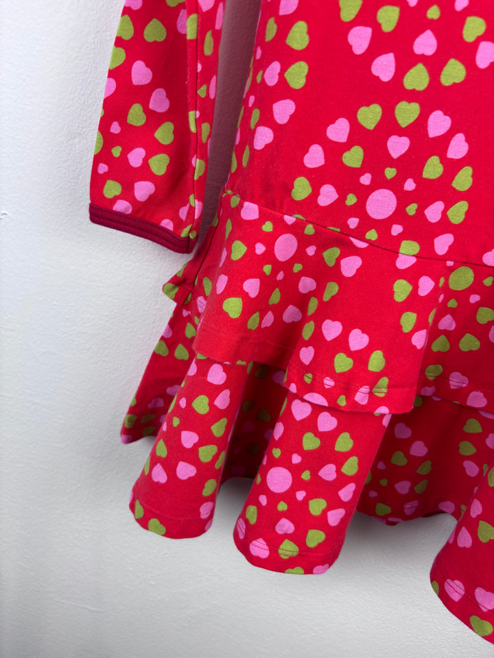 Naperonuttu Red Heart Print Dress 104 (3-4 Years)-Dresses-Second Snuggle Preloved