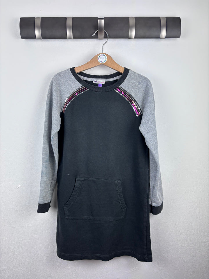John Lewis Black and Grey Sequin Sweatshirt Dress 7 Years-Dresses-Second Snuggle Preloved