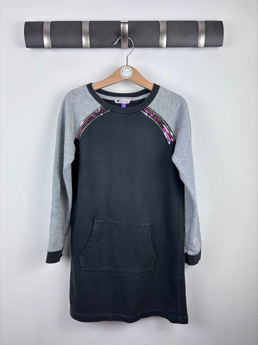John Lewis Black and Grey Sequin Sweatshirt Dress 7 Years-Dresses-Second Snuggle Preloved