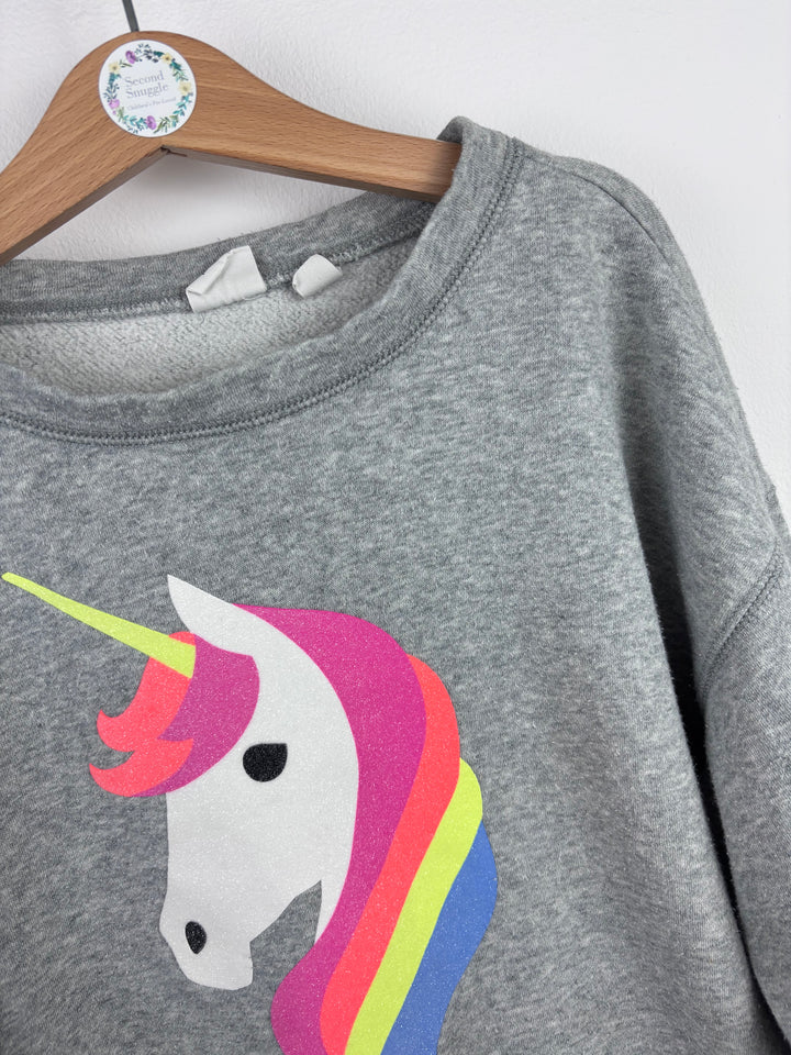 Gap Kids Grey Unicorn Sweatshirt 8 Years-Jumpers-Second Snuggle Preloved