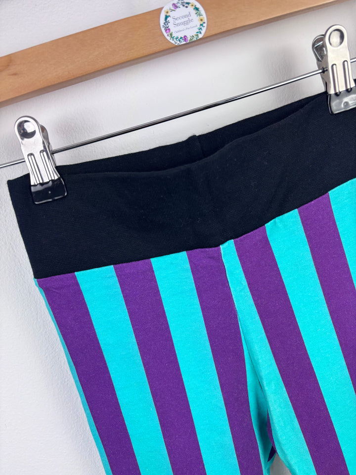 Raspberry Republic Teal and Purple Stripe Leggings 104/110 (3-5 Years)-Leggings-Second Snuggle Preloved