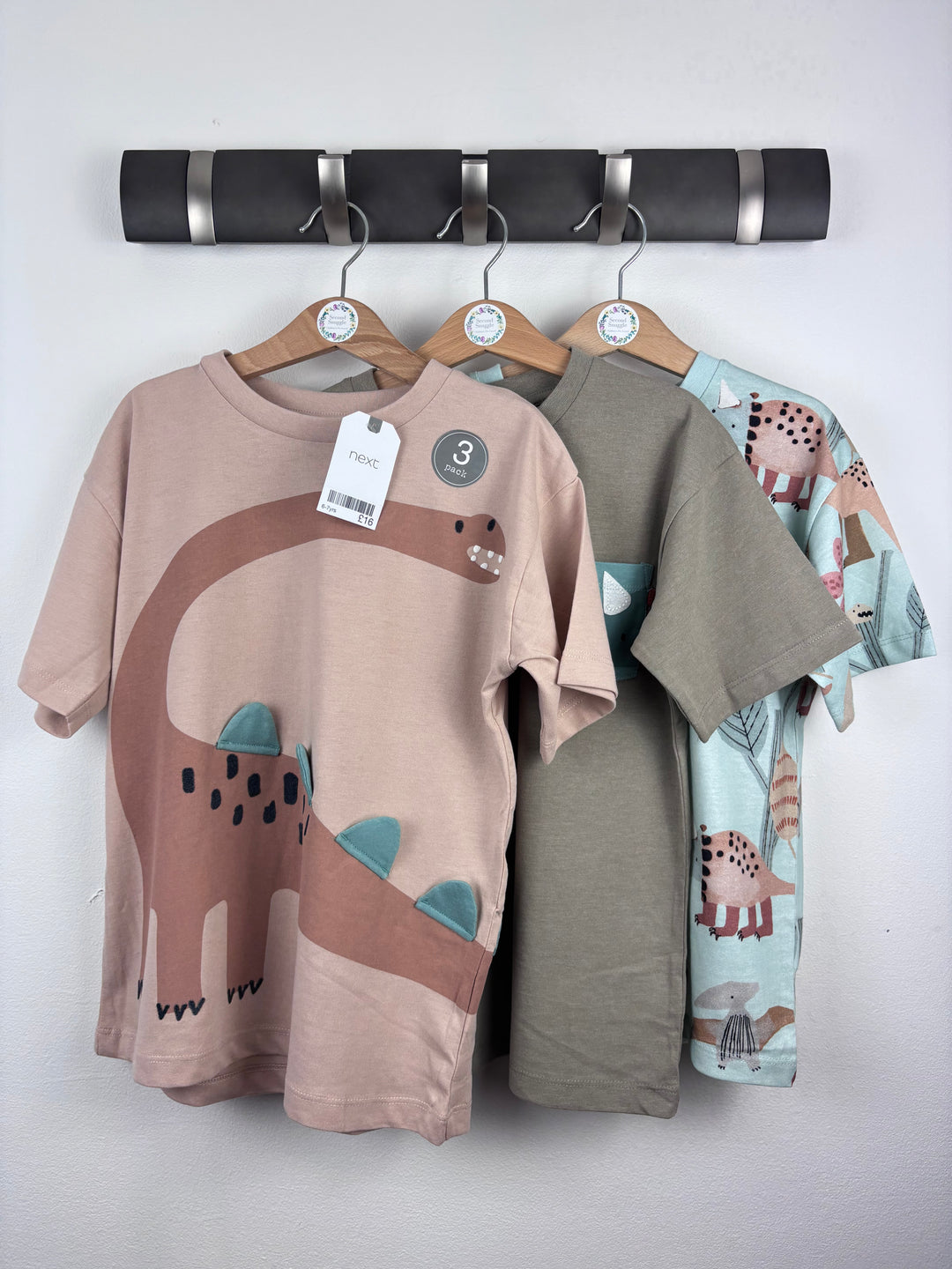 Next 3 Pack Dinosaur T-Shirts 6-7 Years-Tops-Second Snuggle Preloved