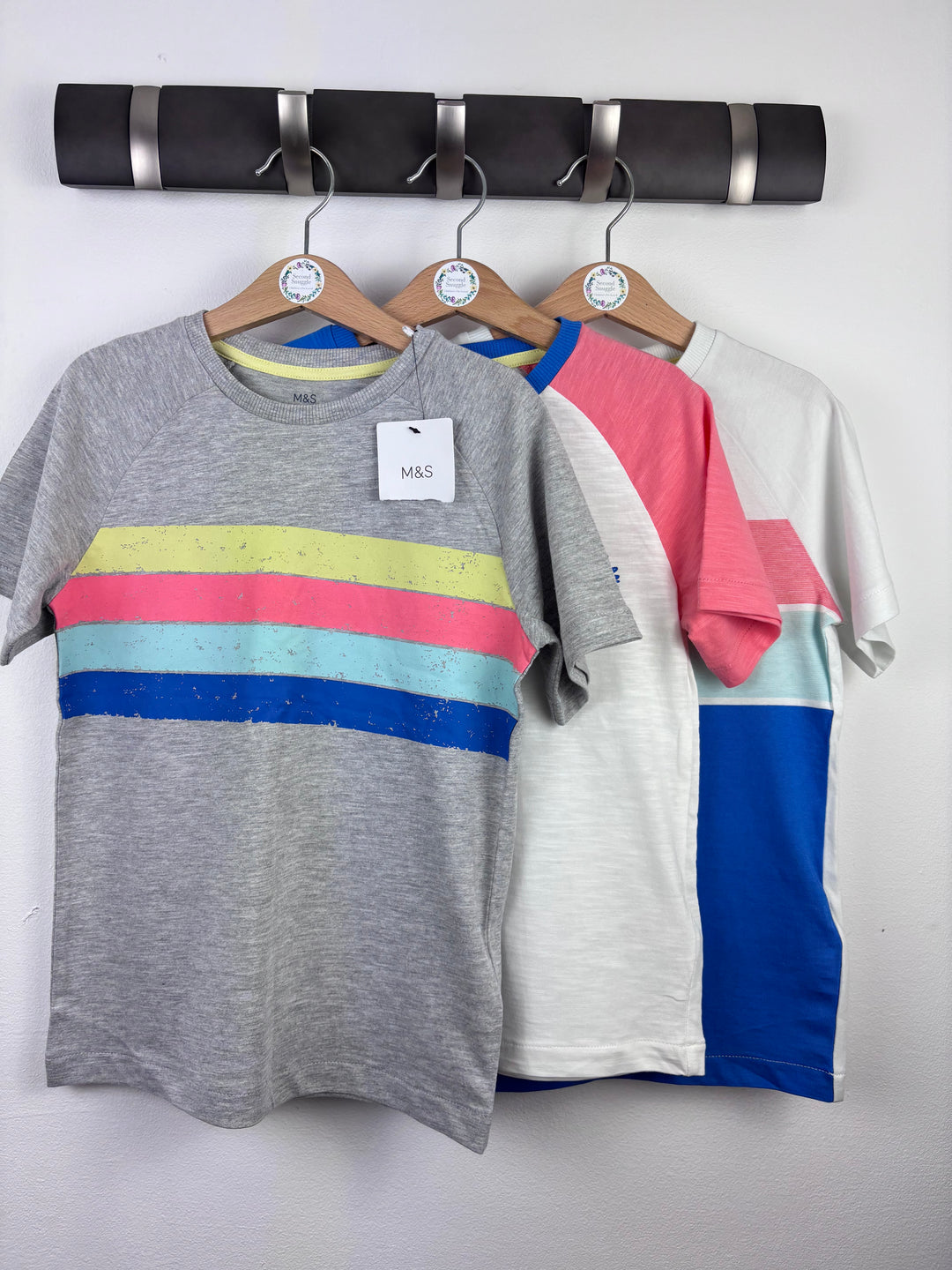 M&S 3 Pack Stripe T-Shirts 6-7 Years-Tops-Second Snuggle Preloved