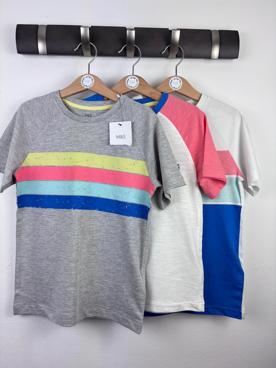 M&S 3 Pack Stripe T-Shirts 6-7 Years-Tops-Second Snuggle Preloved