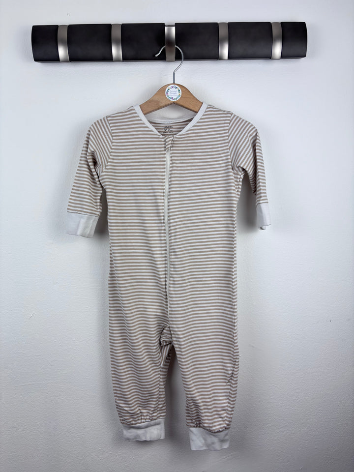 Lindex Stripe Zip Sleepsuit 6-9 Months-Rompers-Second Snuggle Preloved