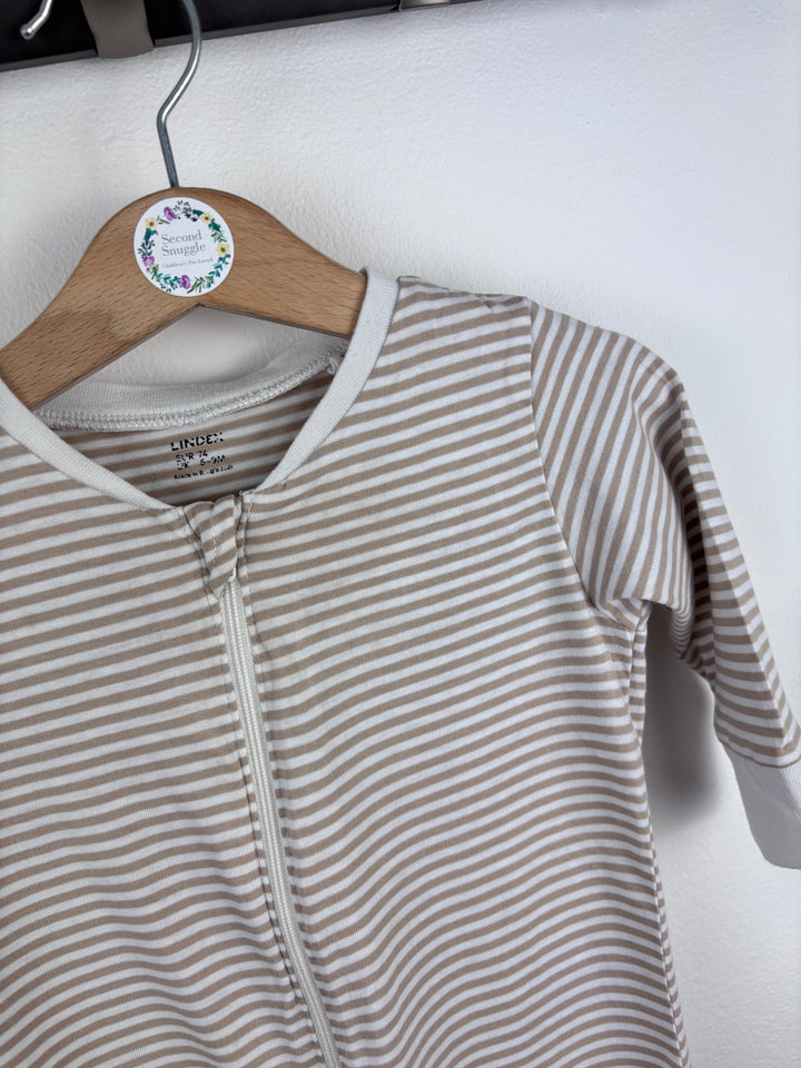 Lindex Stripe Zip Sleepsuit 6-9 Months-Rompers-Second Snuggle Preloved