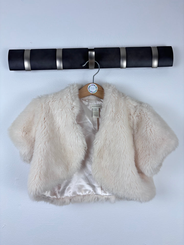 Monsoon Cream Faux Fur Shrug 9-10 Years-Gilets-Second Snuggle Preloved