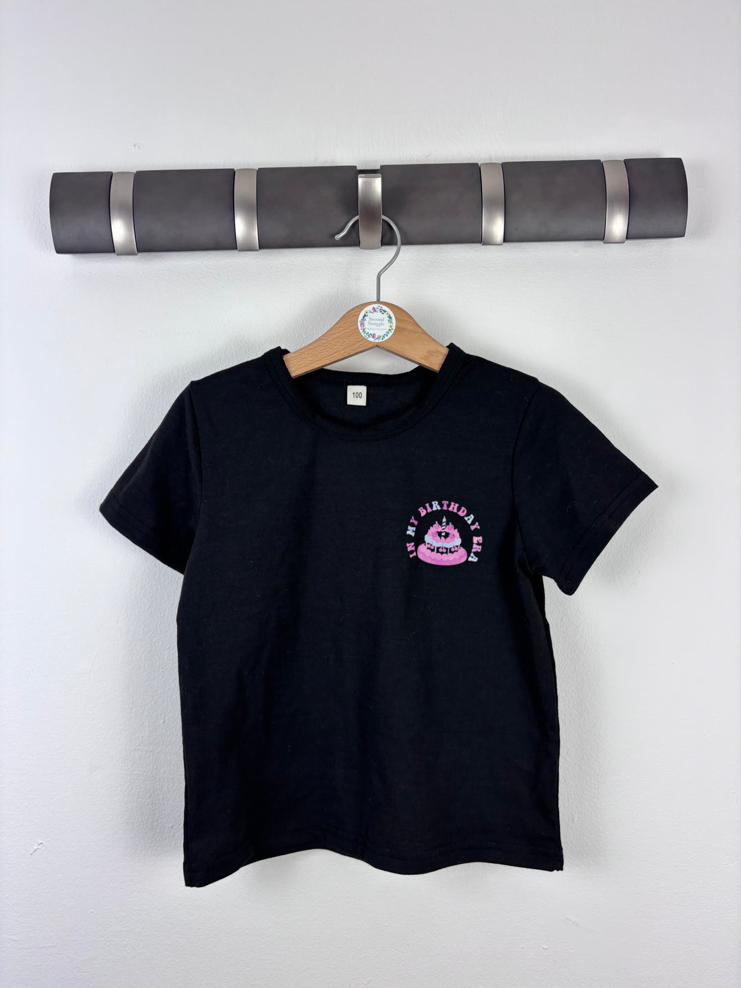 Shein Black Birthday Era T-Shirt 100 (2-4 Years)-Tops-Second Snuggle Preloved