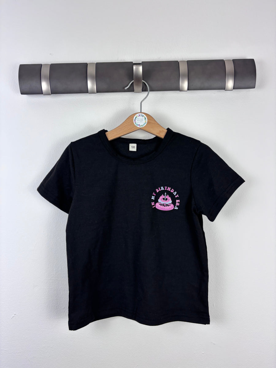 Shein Black Birthday Era T-Shirt 100 (2-4 Years)-Tops-Second Snuggle Preloved