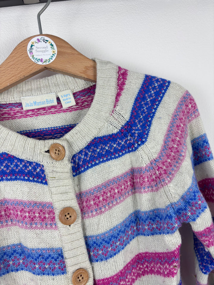 JoJo Maman Bébé Striped Knit Cardigan 5-6 Years-Cardigans-Second Snuggle Preloved
