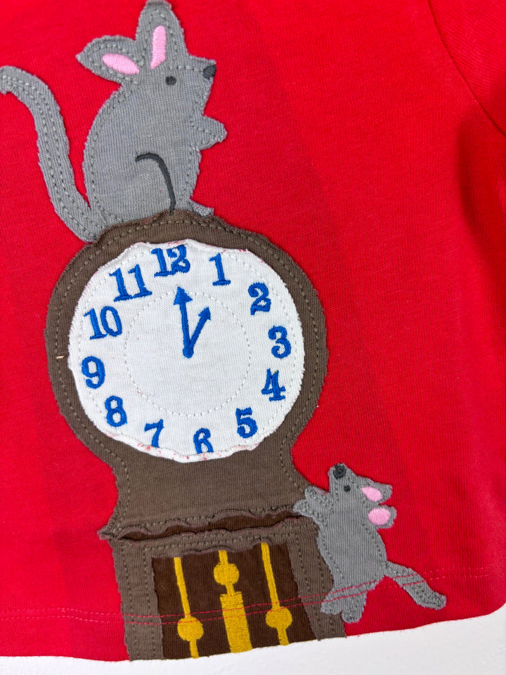 Baby Boden Red Mouse Clock Top 0-3 Months-Tops-Second Snuggle Preloved