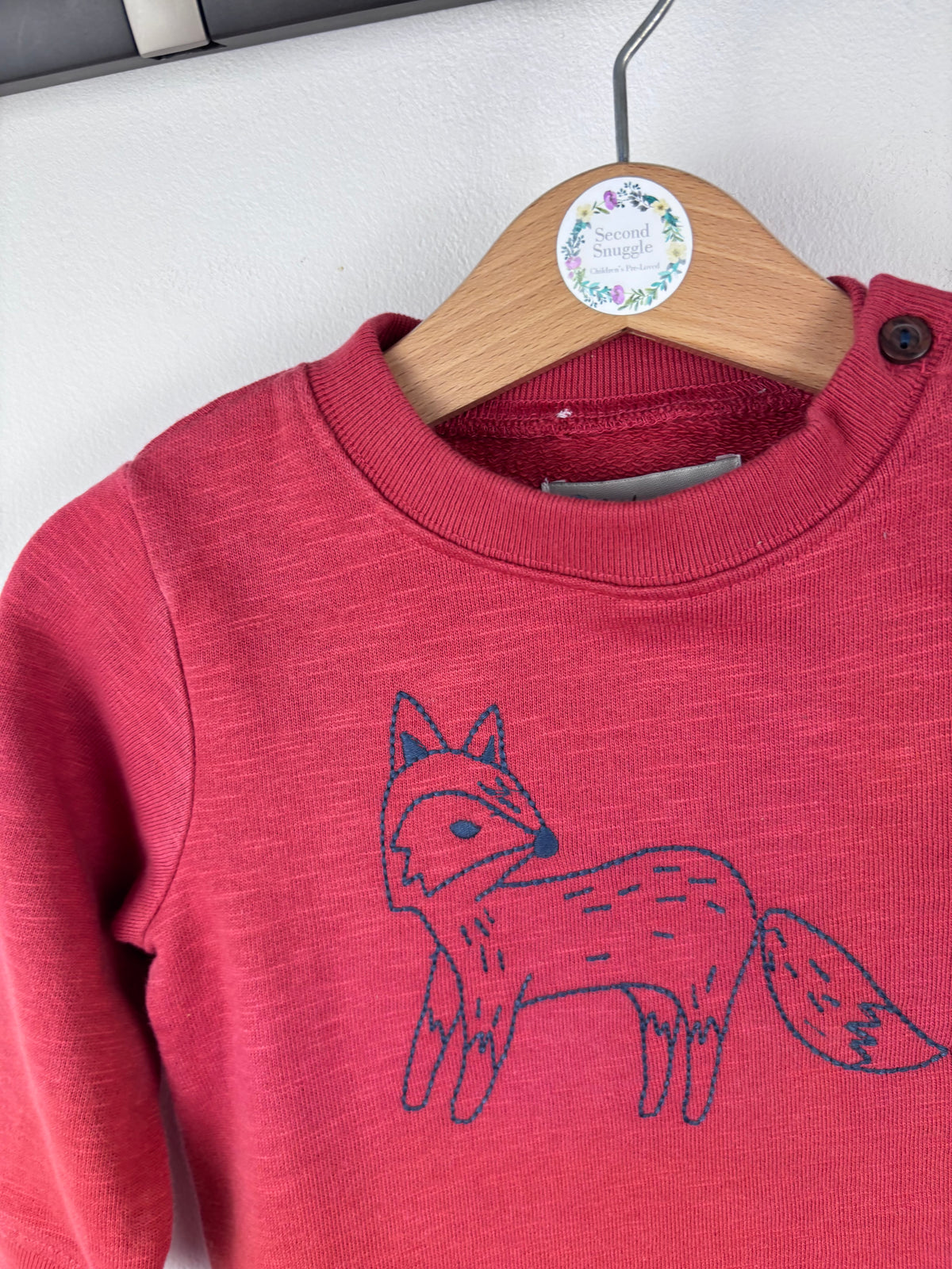 Ex Boden Red Fox Sweatshirt 6-12 Months-Jumpers-Second Snuggle Preloved